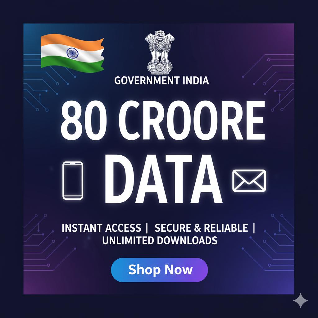 Indian 80cr data verified data best for seller new businesses online researchers test the market and bulk marketing like sms or email