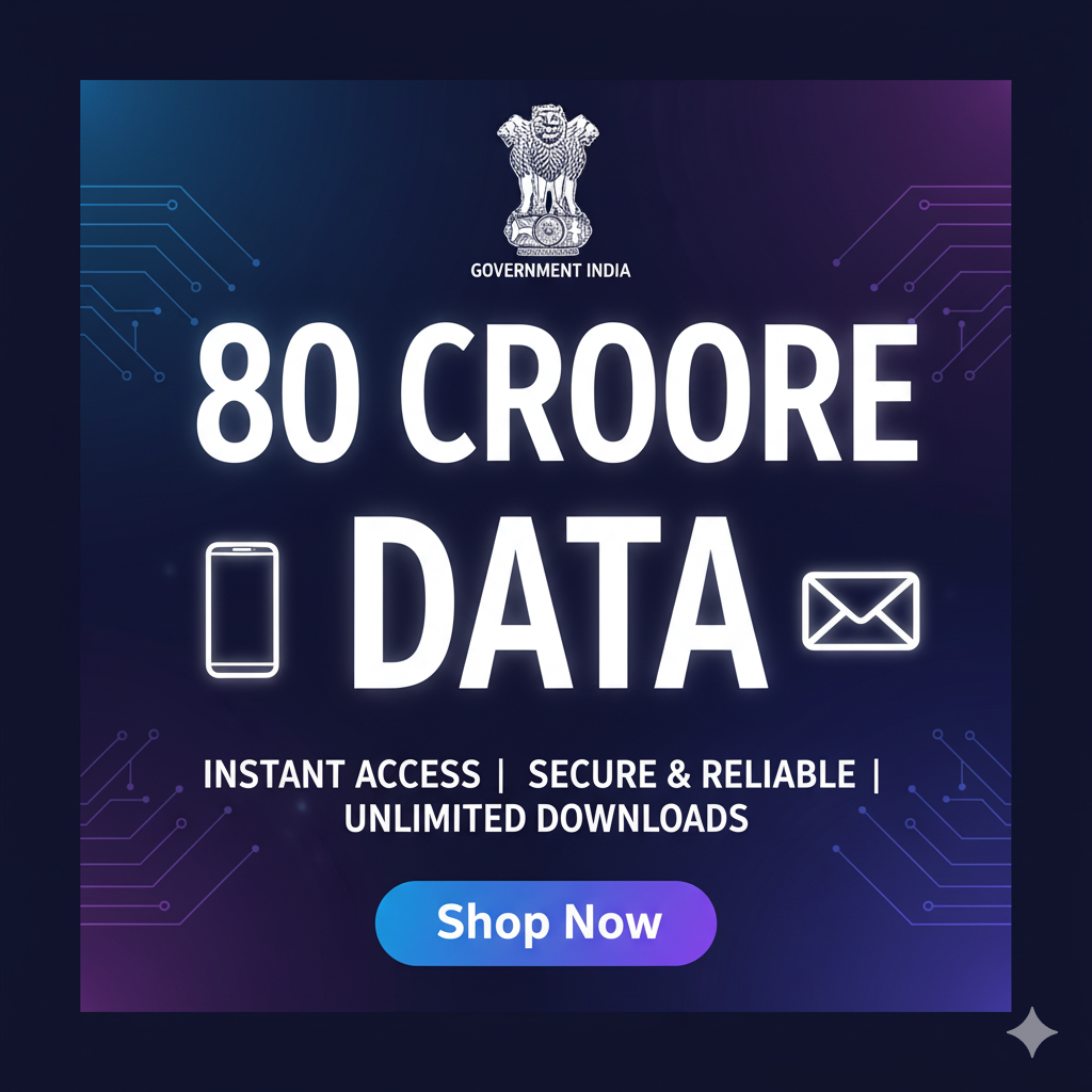 Indian 80cr data verified data best for seller new businesses online researchers test the market and bulk marketing like sms or email